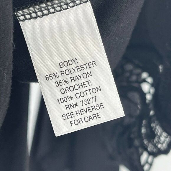 Dana Buchman Black Open Front Cardigan Crochet Knit Open Front Waterfall Size S - Picture 6 of 6